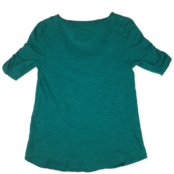 Anthropology Deletta Boho Bohemian Top Women XS Raw Edge Beaded Green Festival - Picture 2 of 9